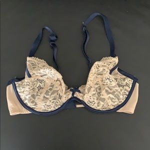 Elle Macpherson - Blue with Nude Lace Bra